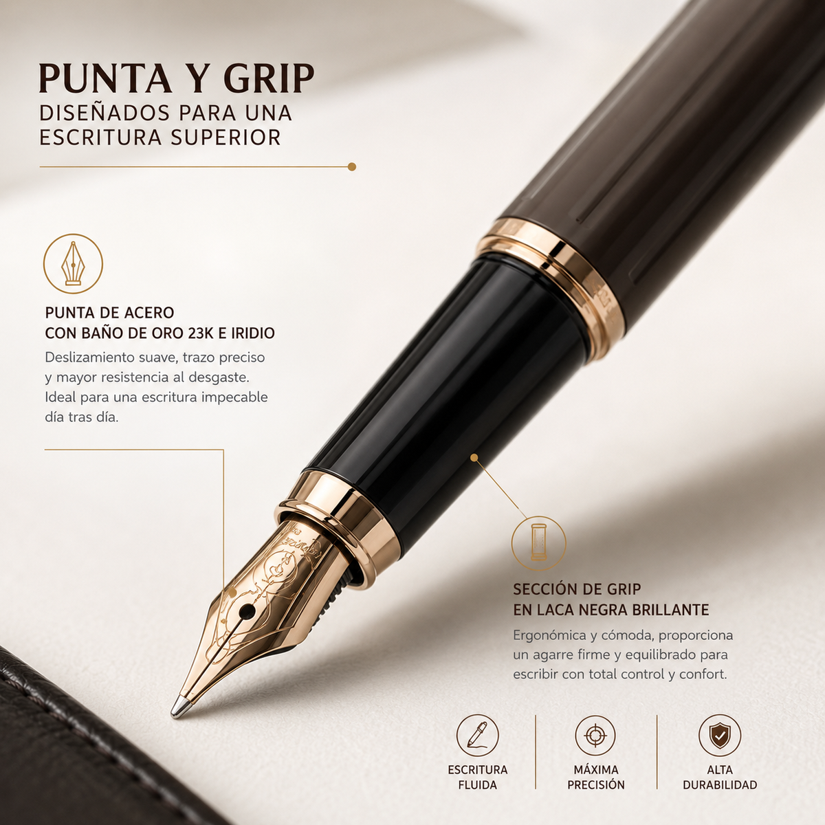 Pluma Fuente Scrikss Oskar 39 Café Oro Rosa con Estuche