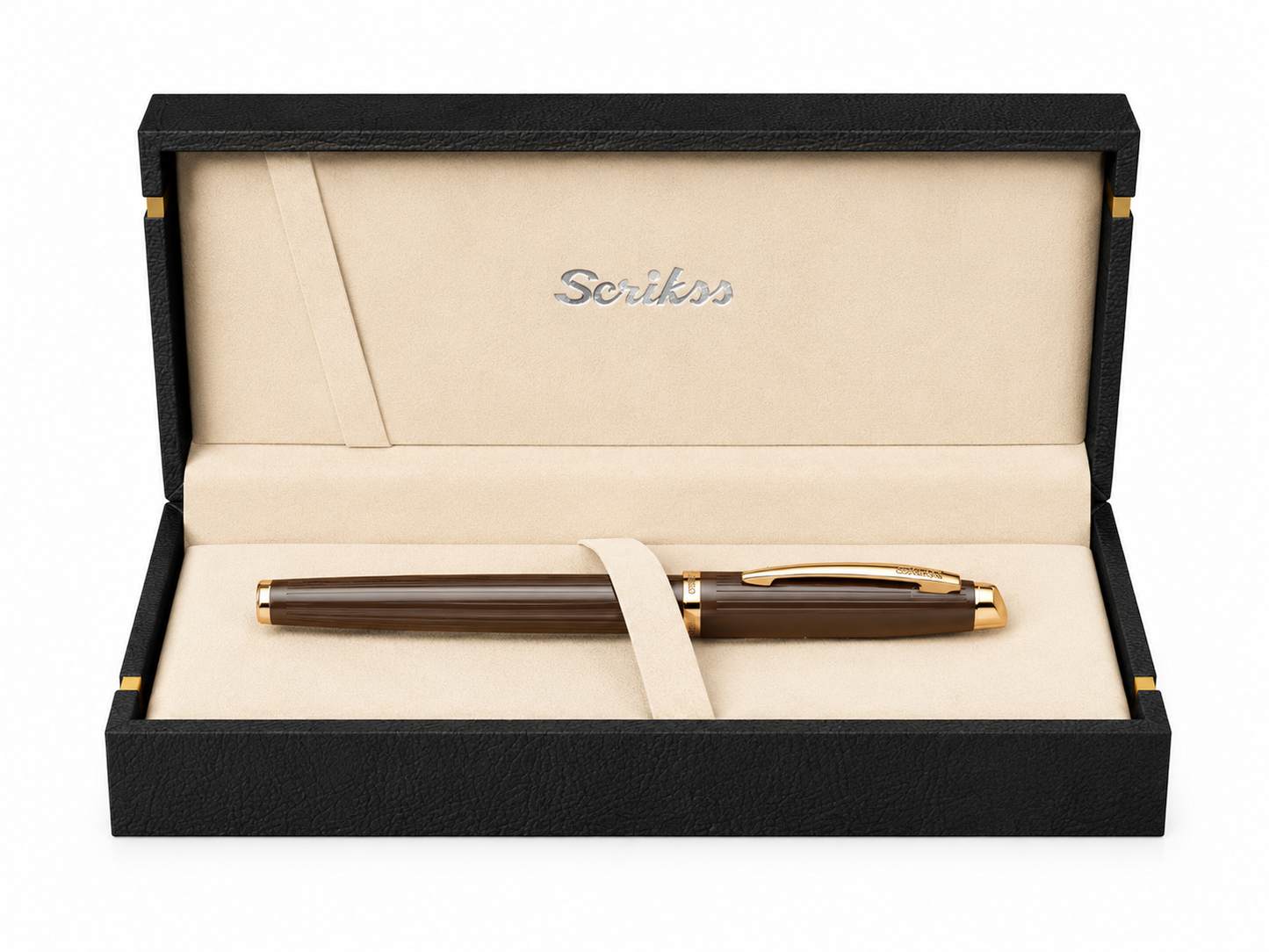 Pluma Fuente Scrikss Oskar 39 Café Oro Rosa con Estuche