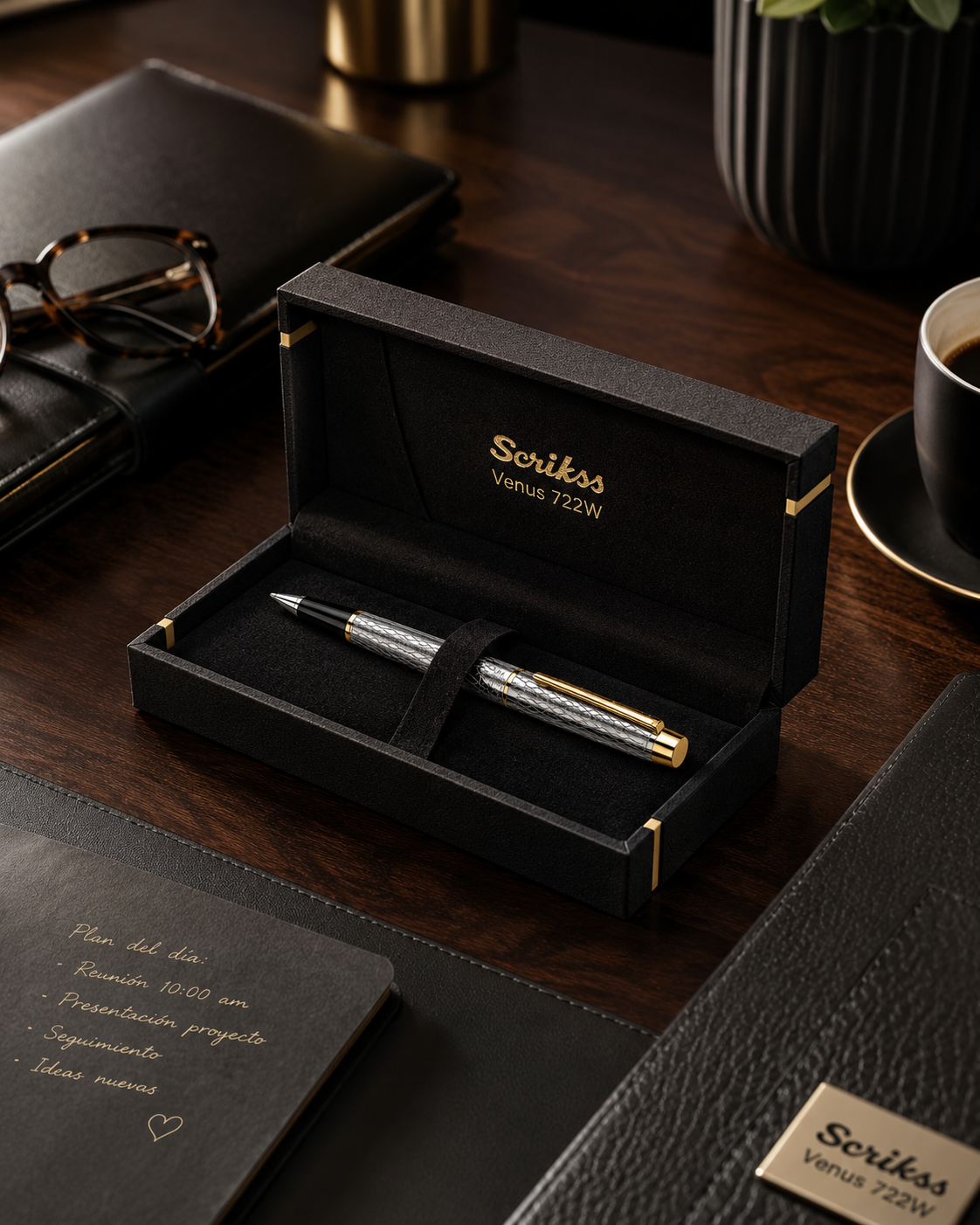 Bolígrafo Scrikss Venus 722W Cromo Oro con Estuche  Este es el nombre que usaría definitivamente.