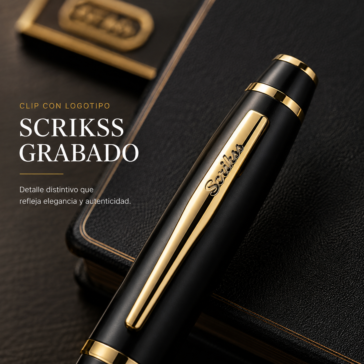 Bolígrafo Scrikss Noble 35 Negro Mate Dorado con Estuche