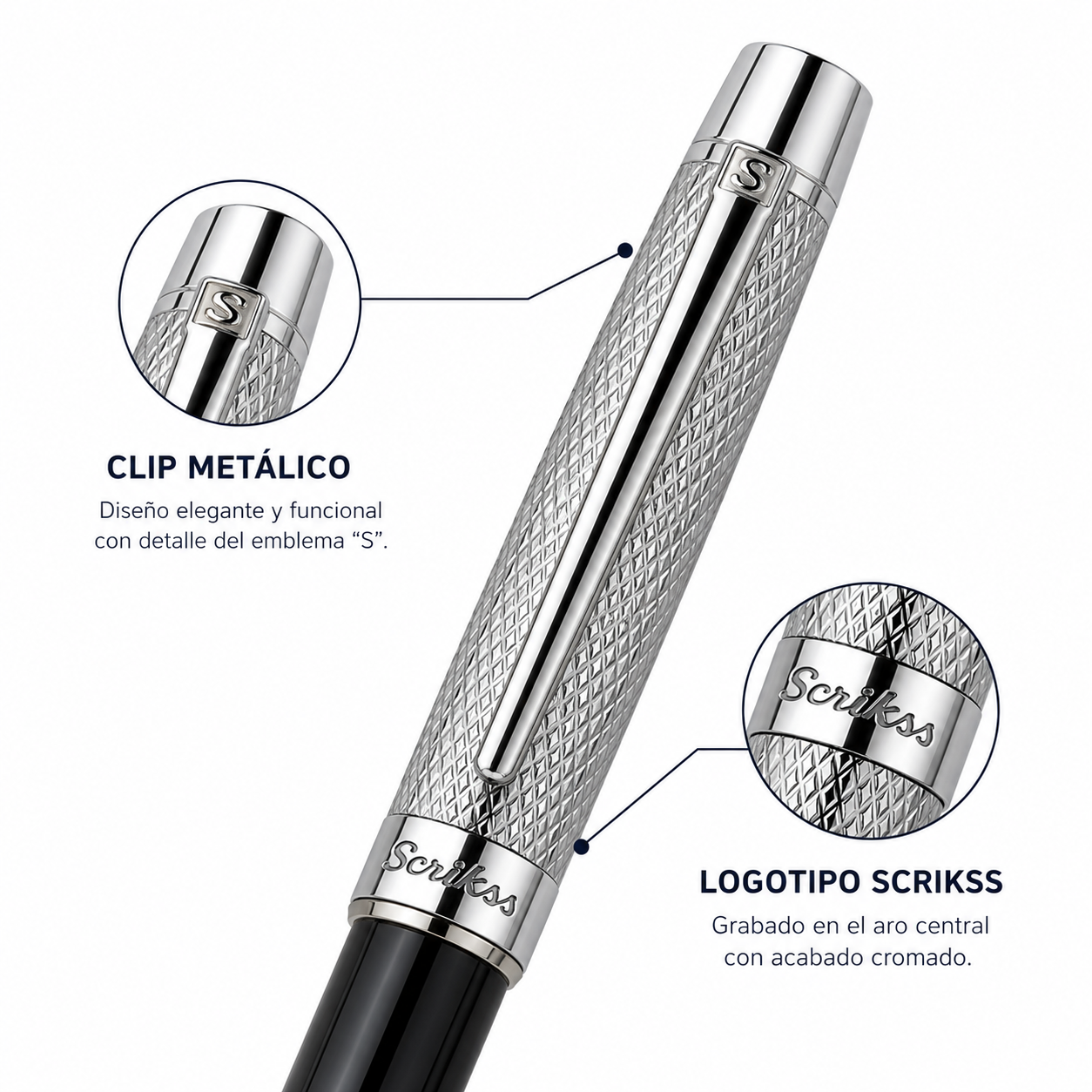 Pluma Fuente Scrikss Venus 722W Cromo con Estuche