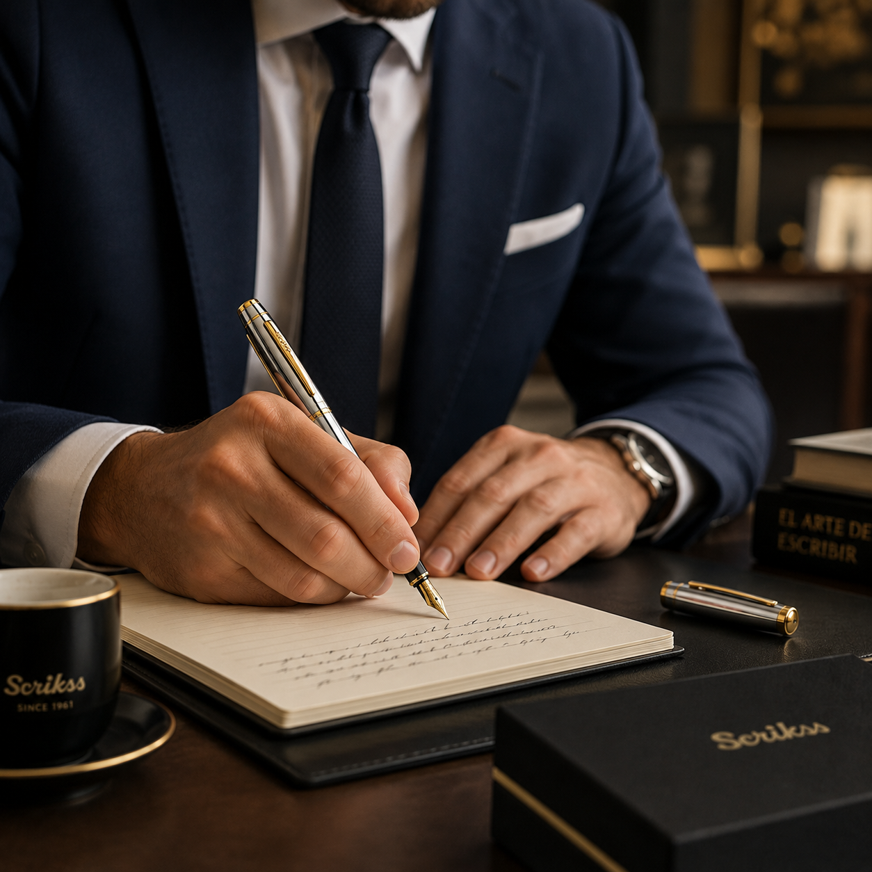 Pluma Fuente Scrikss Noble 35 Cromo Oro