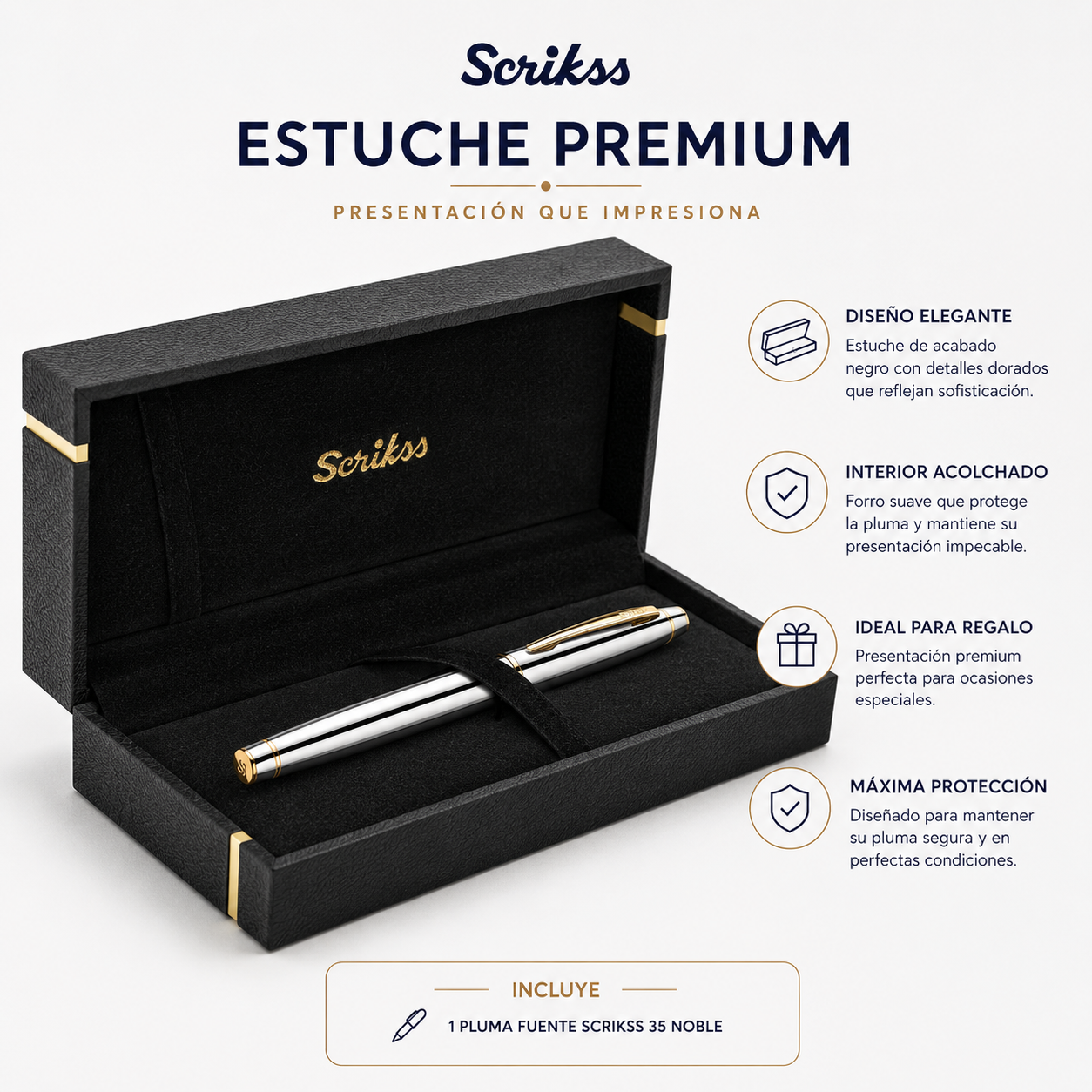 Pluma Fuente Scrikss Noble 35 Cromo Oro