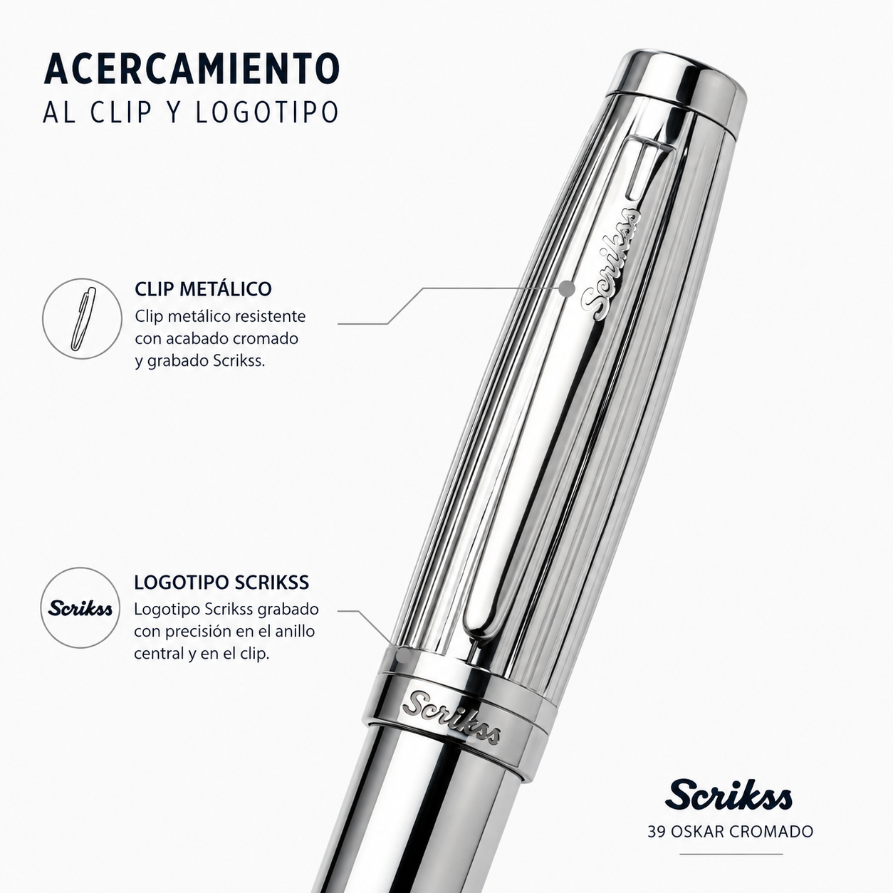 Boligrafo Scrikss Oskar 39 Cromo Metalico Estuche