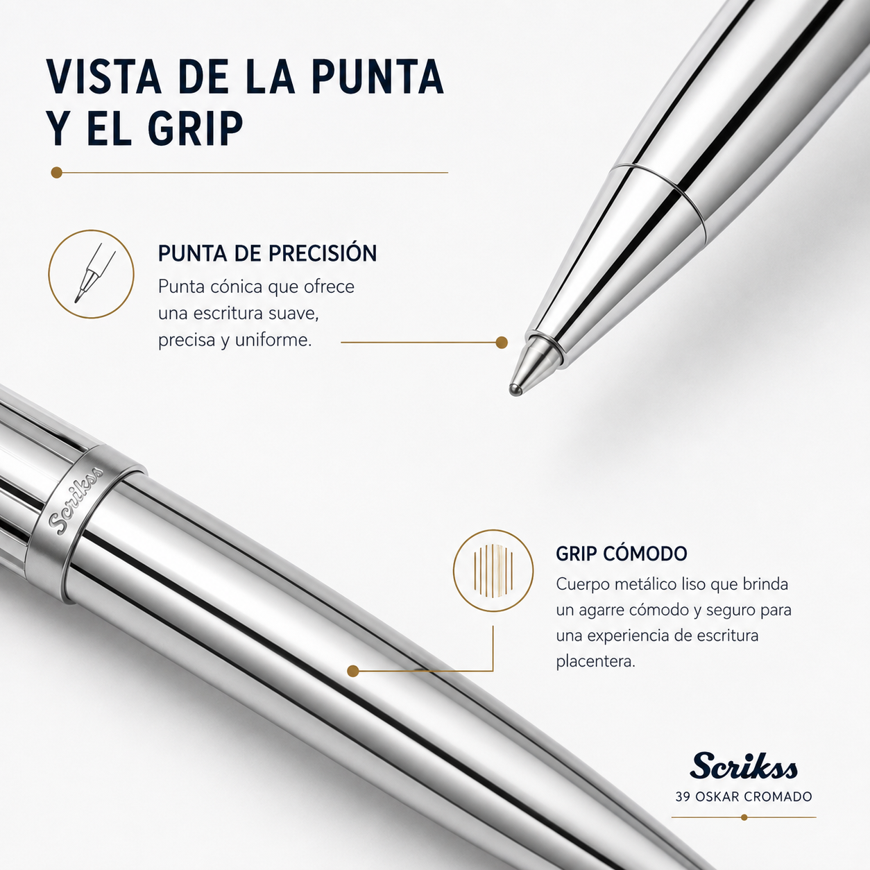 Boligrafo Scrikss Oskar 39 Cromo Metalico Estuche