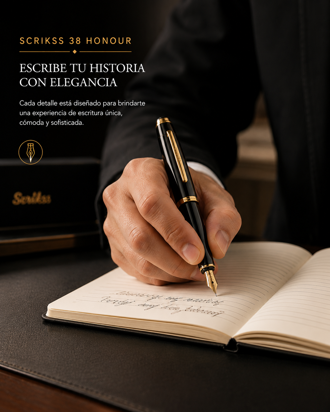 Pluma Fuente Scrikss 38 Honour Negro Oro Con Estuche