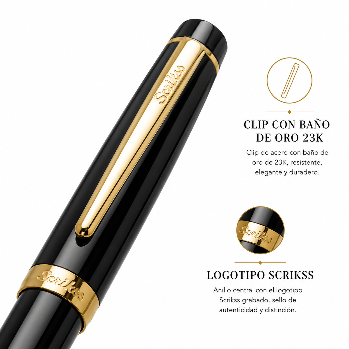 Pluma Fuente Scrikss 38 Honour Negro Oro Con Estuche