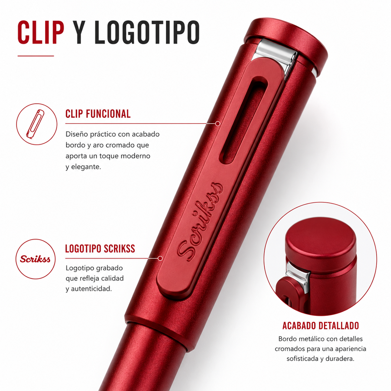 Pluma Fuente Scrikss Punto Roja Plumin Medio Tinta Negra