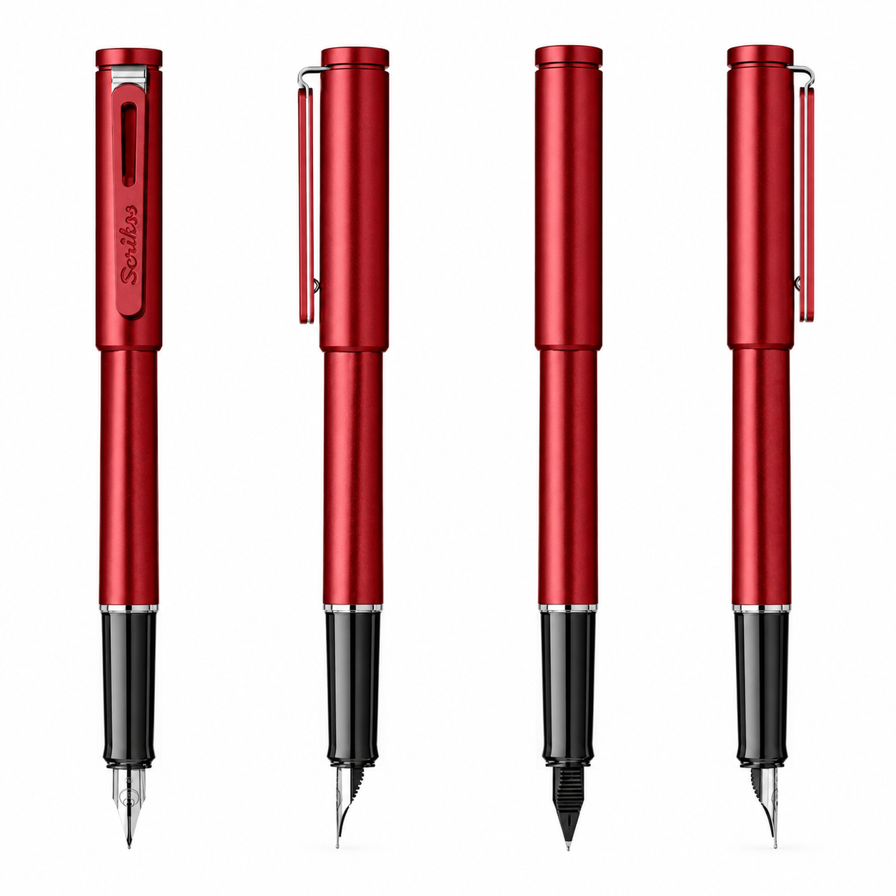Pluma Fuente Scrikss Punto Roja Plumin Medio Tinta Negra