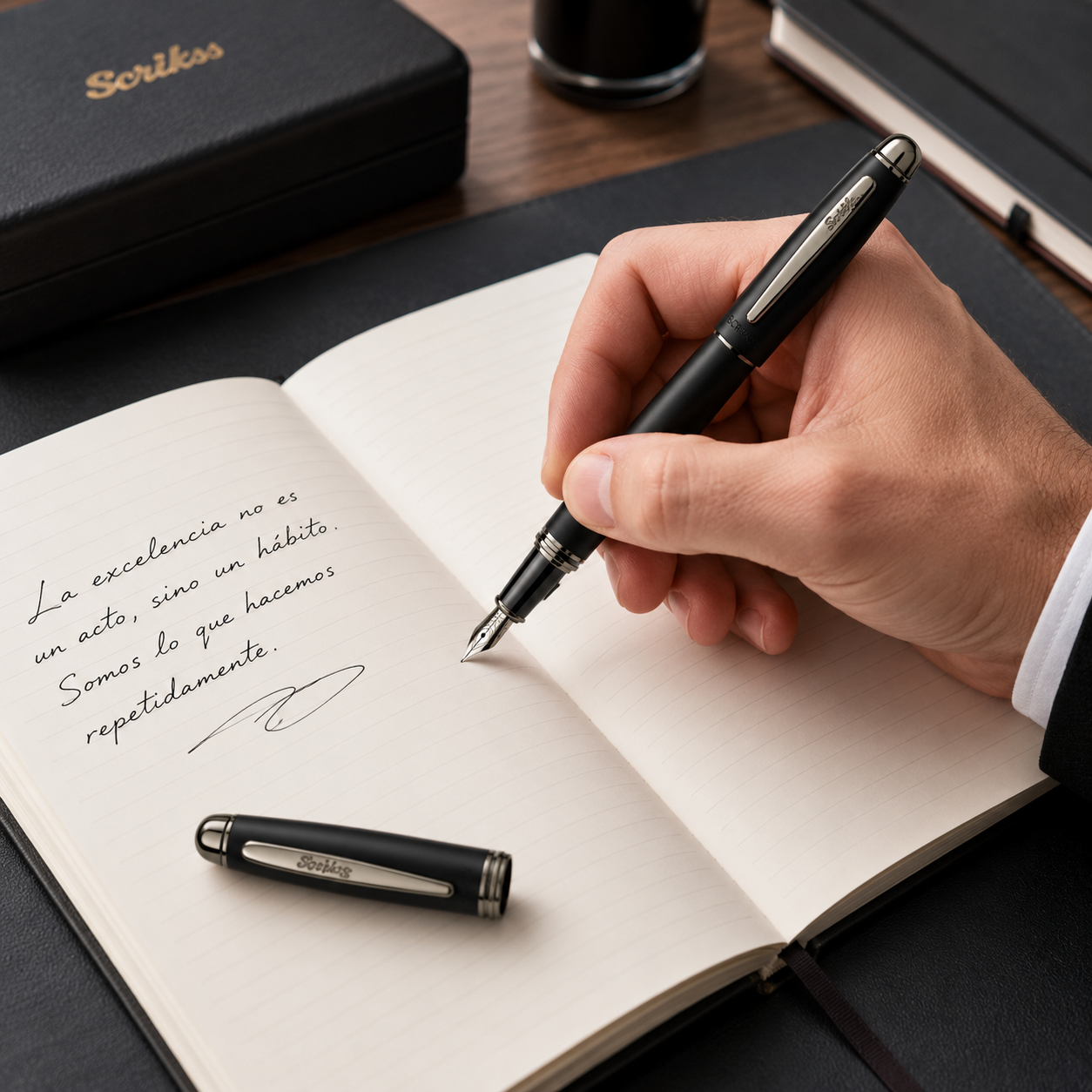 Pluma Fuente Scrikss 88 Knight Negro Mate Con Estuche