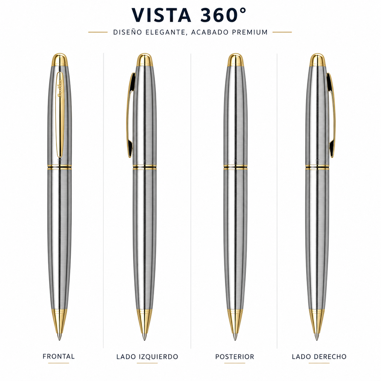 Boligrafo Scrikss 88 Knight Cromo Oro Metalico Con Estuche