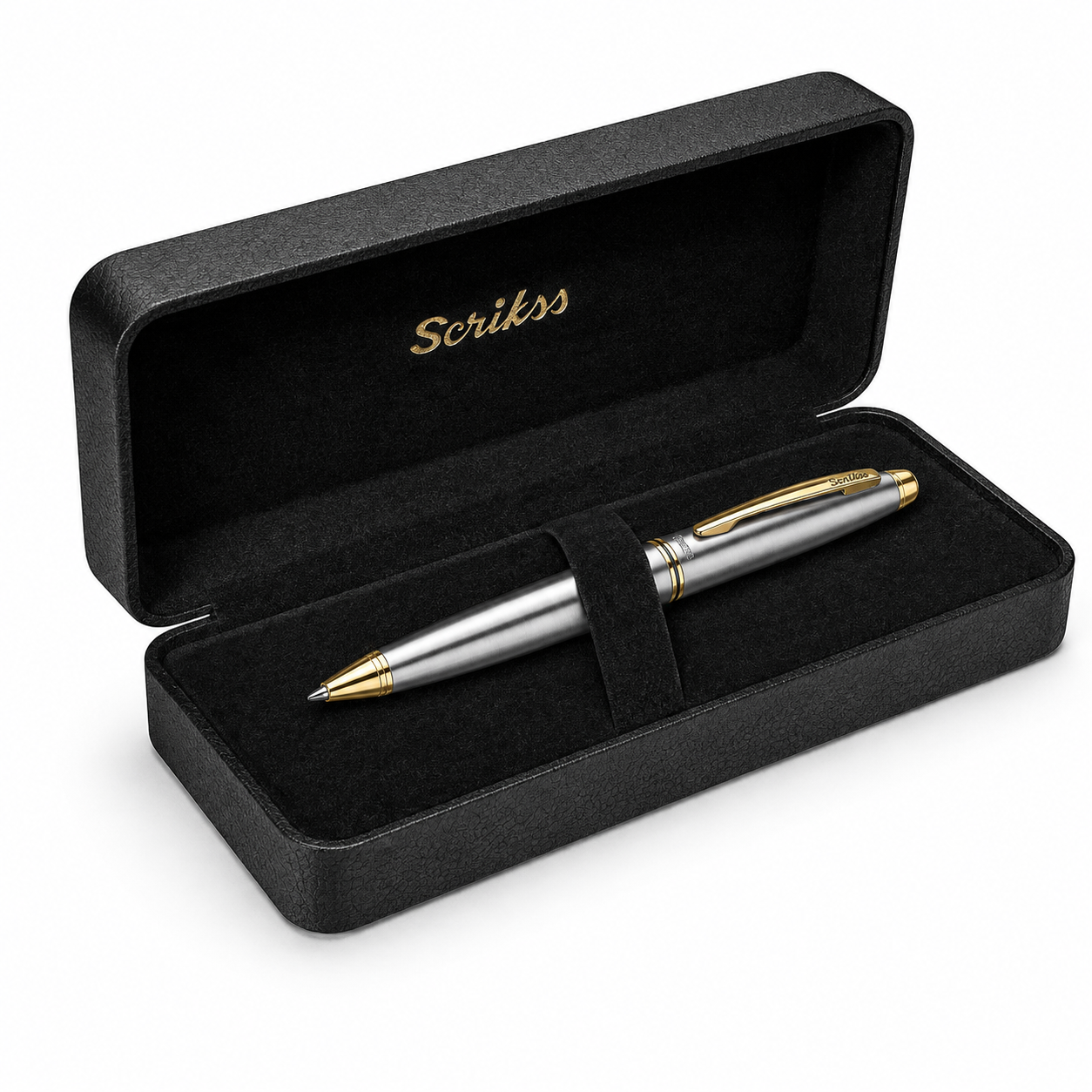 Boligrafo Scrikss 88 Knight Cromo Oro Metalico Con Estuche
