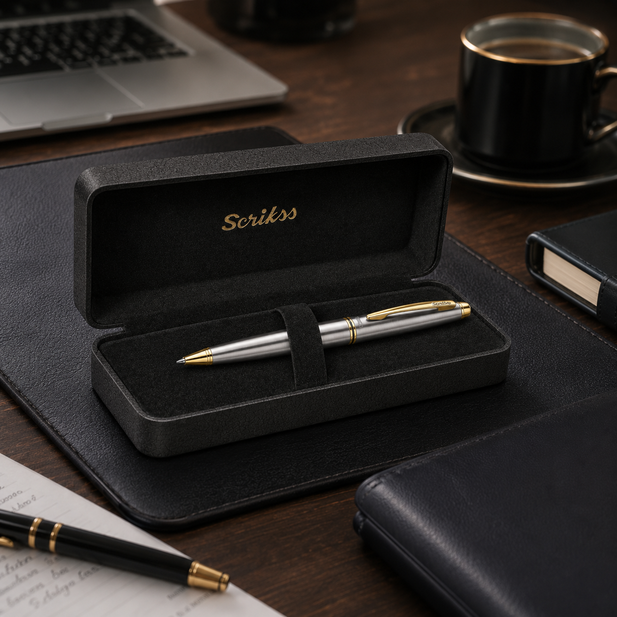 Boligrafo Scrikss 88 Knight Cromo Oro Metalico Con Estuche