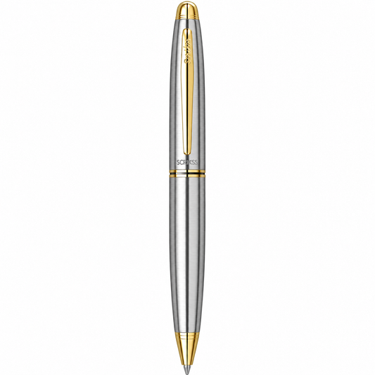 Boligrafo Scrikss 88 Knight Cromo Oro Metalico Con Estuche