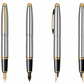 Pluma Fuente Scrikss 88 Knight Cromo Oro con Estuche