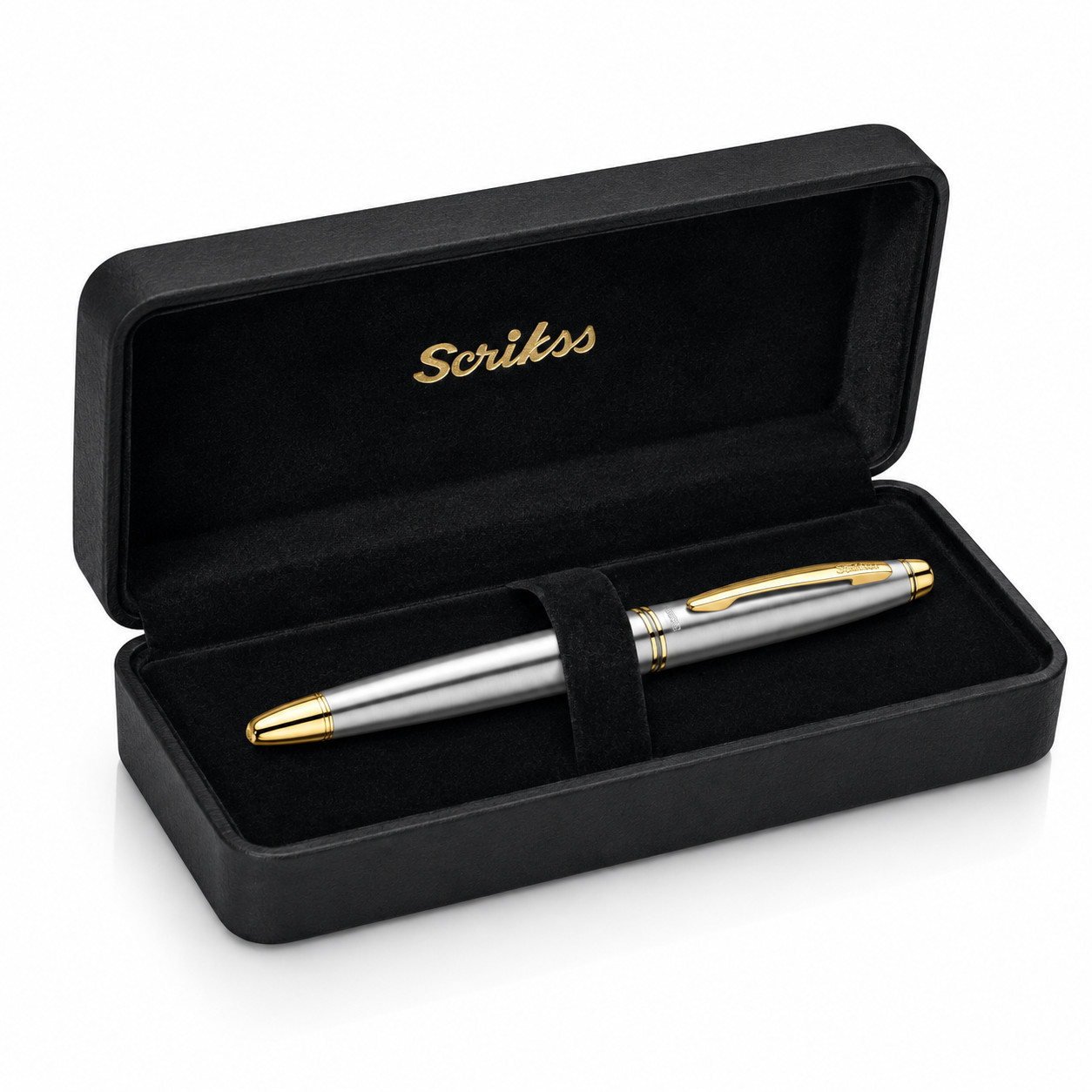 Pluma Fuente Scrikss 88 Knight Cromo Oro con Estuche