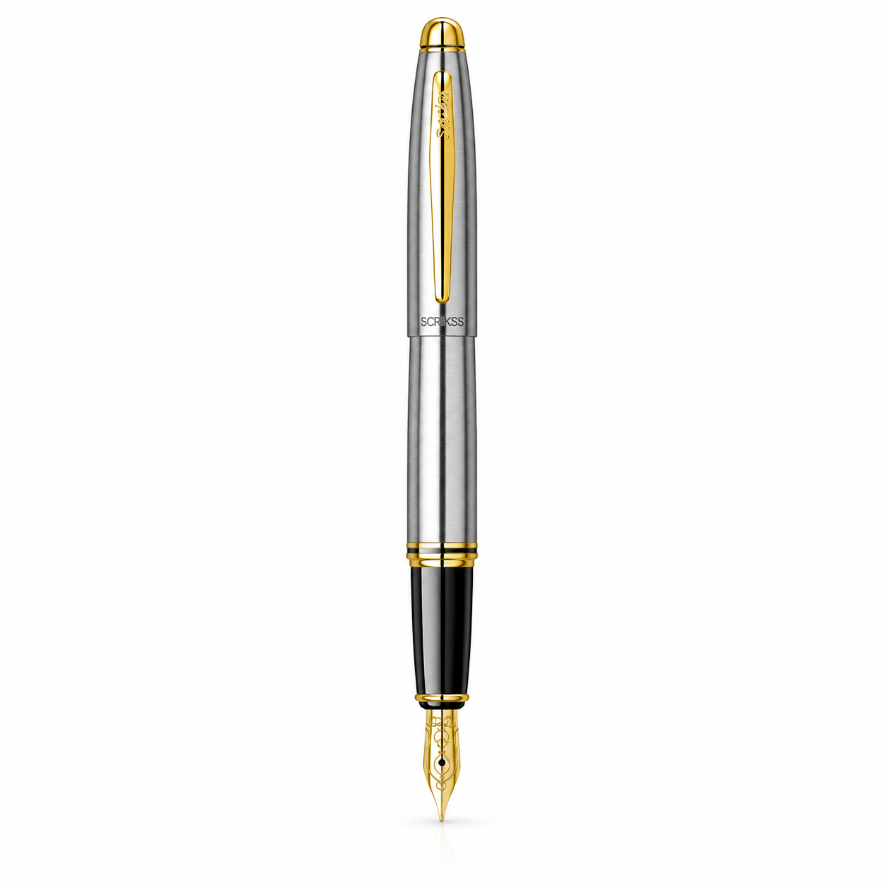 Pluma Fuente Scrikss 88 Knight Cromo Oro con Estuche