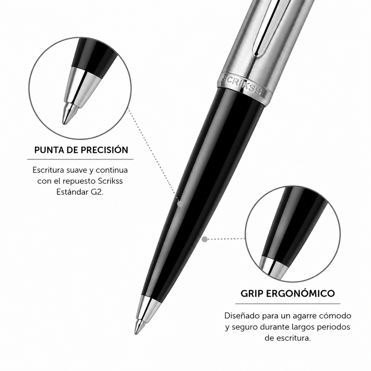 Boligrafo Scrikss 78 Metropolis Negro Cromo Metalico