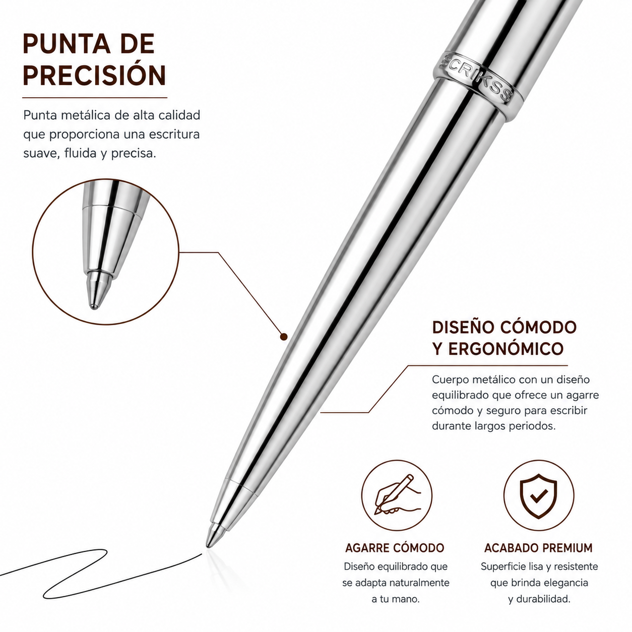 Boligrafo Scrikss 78 Metropolis Cromo Metalico