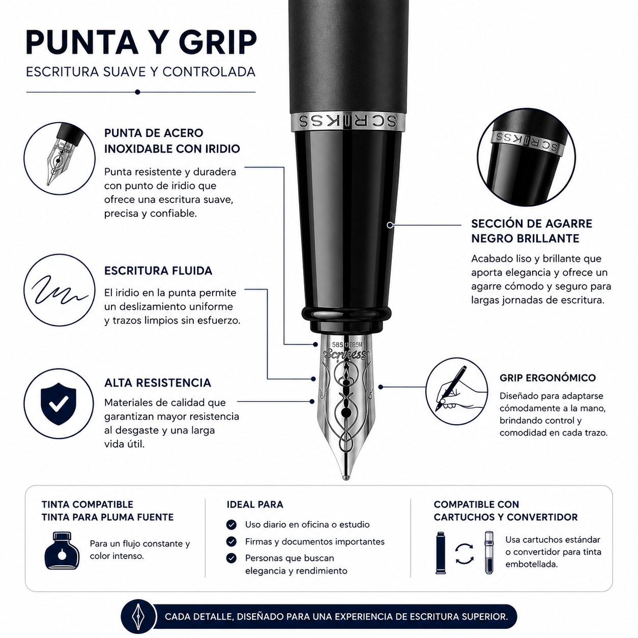 Pluma Fuente Scrikss 78 Metropolis Negro Mate