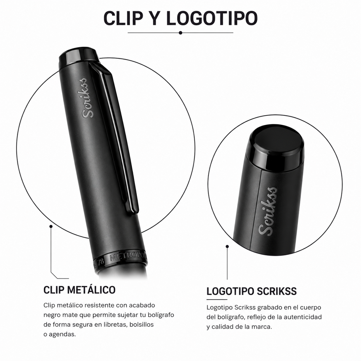 Bolígrafo Scrikss 78 Metropolis Negro Mate