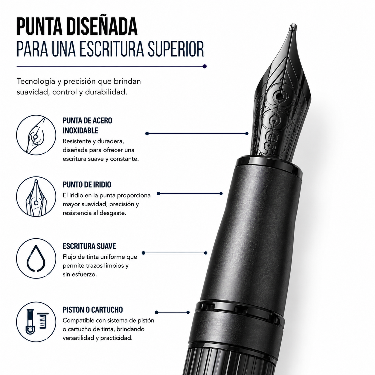 Pluma Fuente Scrikss Noble 350 Negro Mate con Estuche