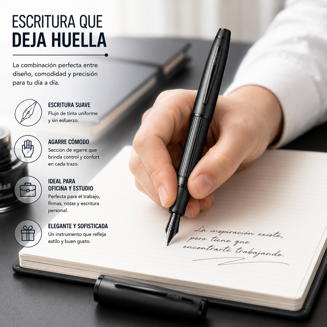 Pluma Fuente Scrikss Noble 350 Negro Mate con Estuche