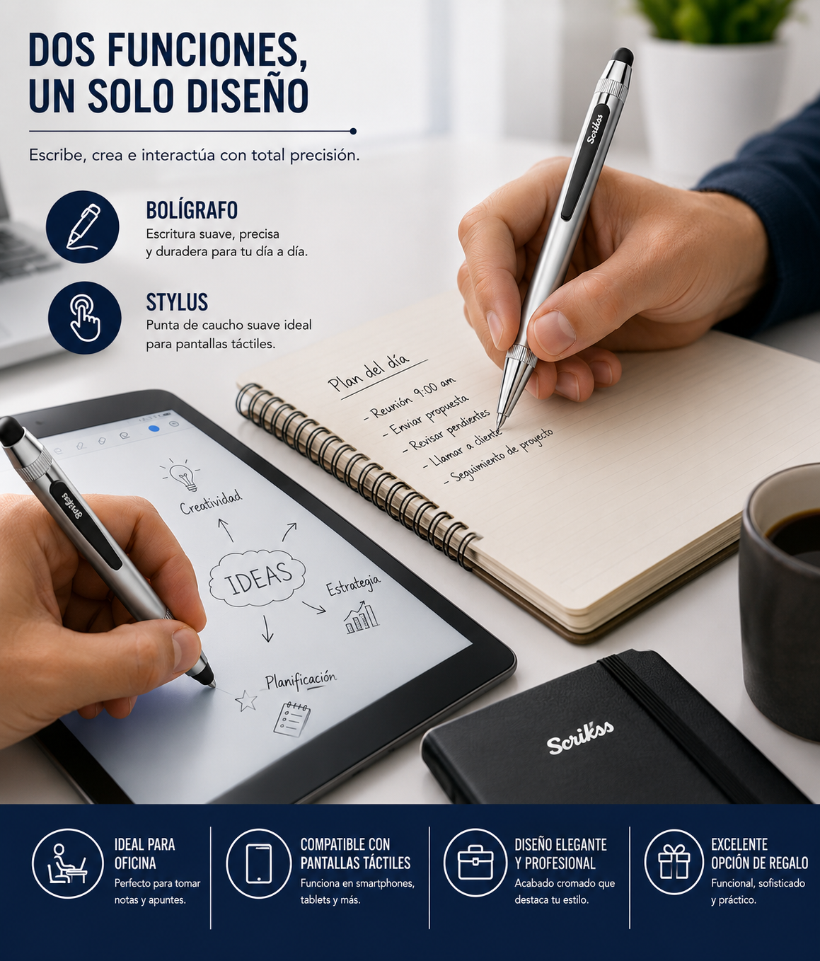 Bolígrafo Scrikss 699 Smart Pen Stylus Cromo