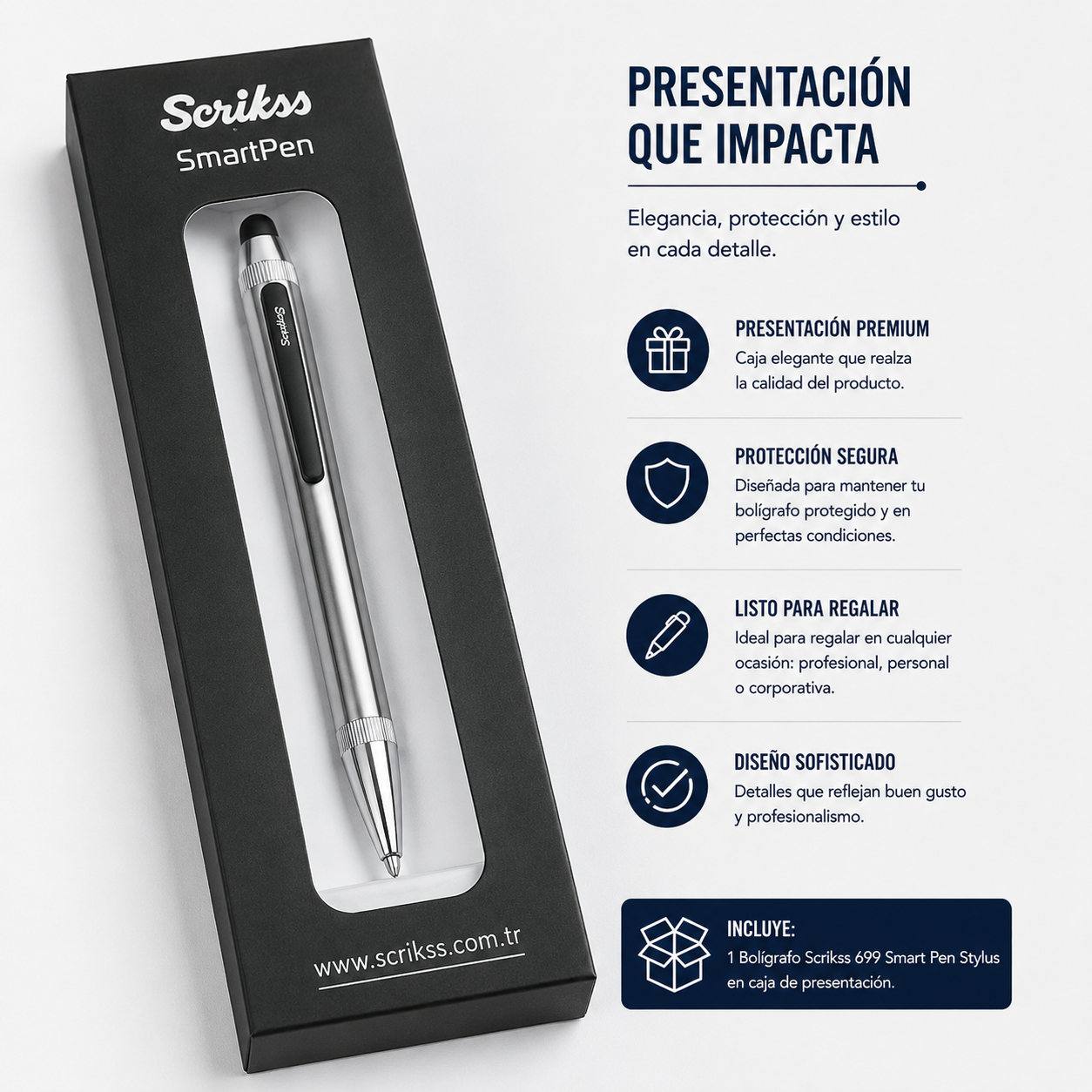 Bolígrafo Scrikss 699 Smart Pen Stylus Cromo