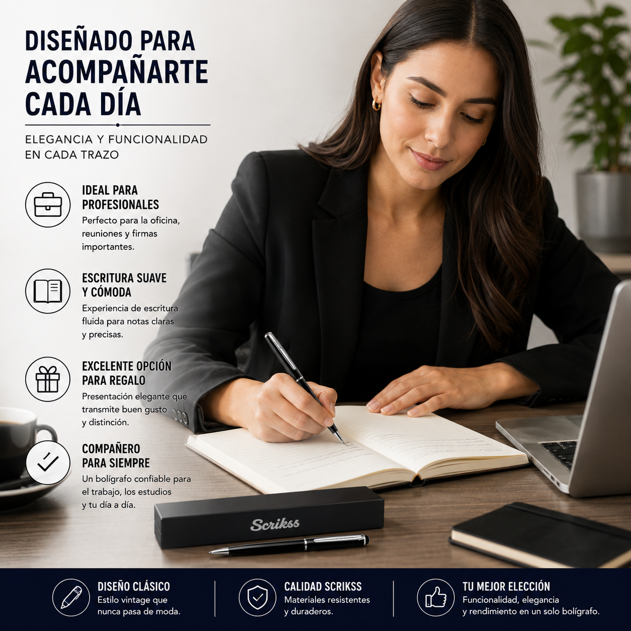 Bolígrafo Scrikss 48 Vintage Negro Metálico