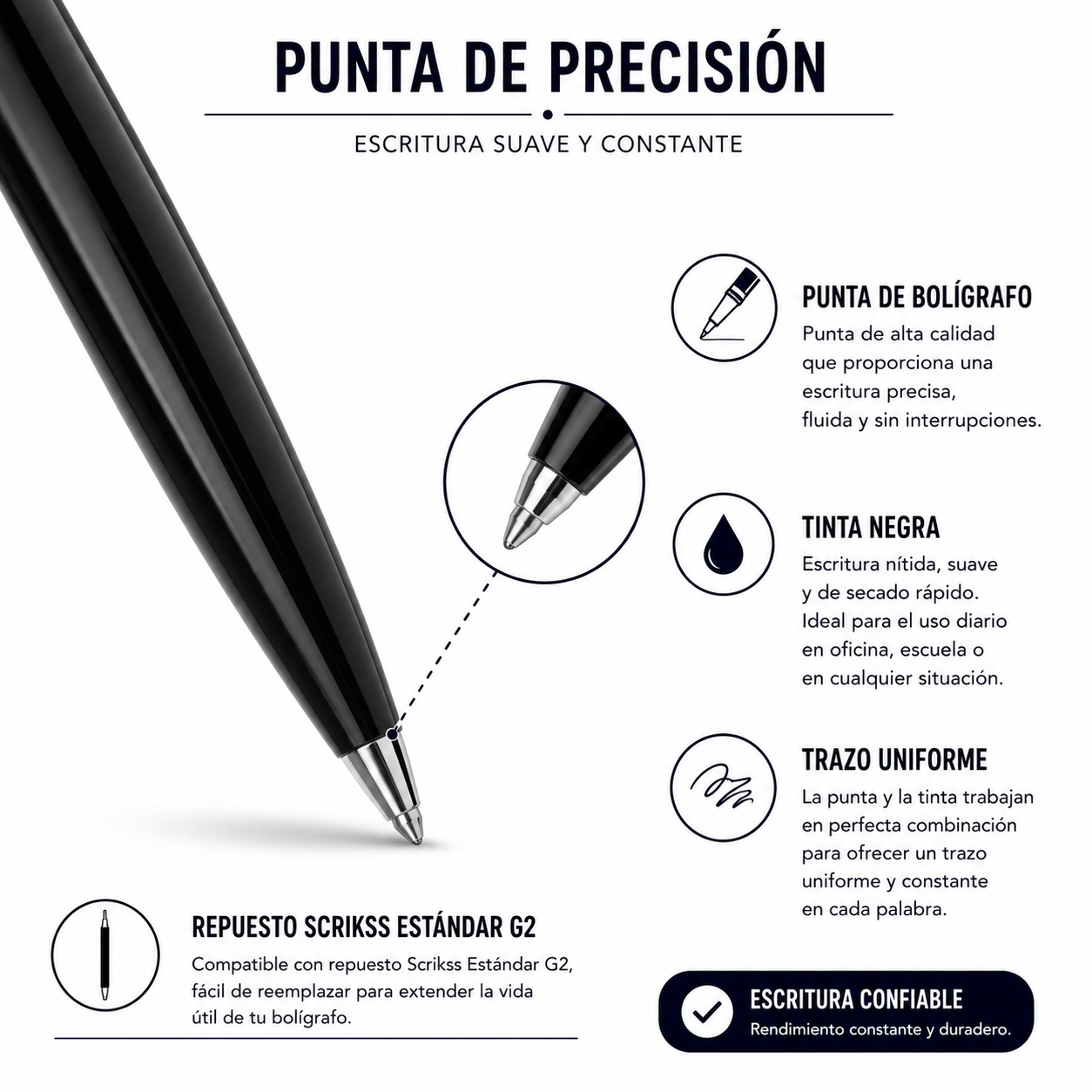 Bolígrafo Scrikss 48 Vintage Negro Metálico