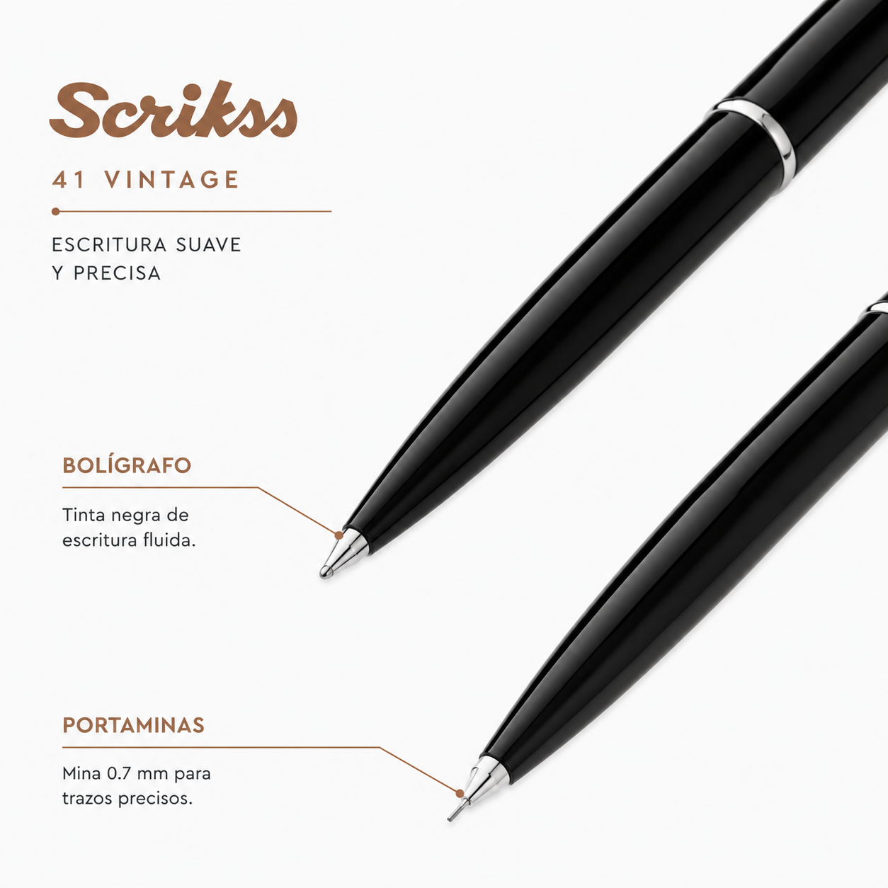 Bolígrafo Scrikss 41 Vintage Negro Metálico