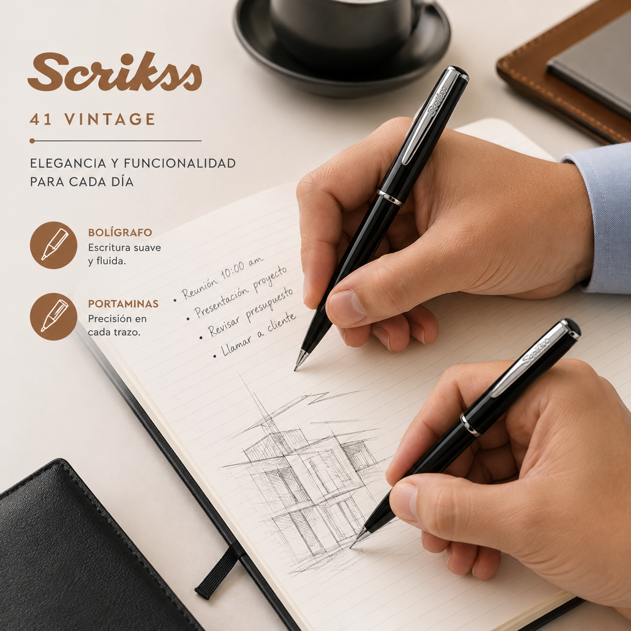 Bolígrafo Scrikss 41 Vintage Negro Metálico