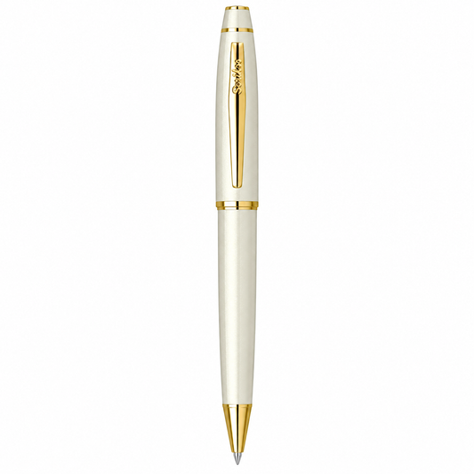 Bolígrafo Scrikss Noble 35 Blanco Perla Dorado con Estuche