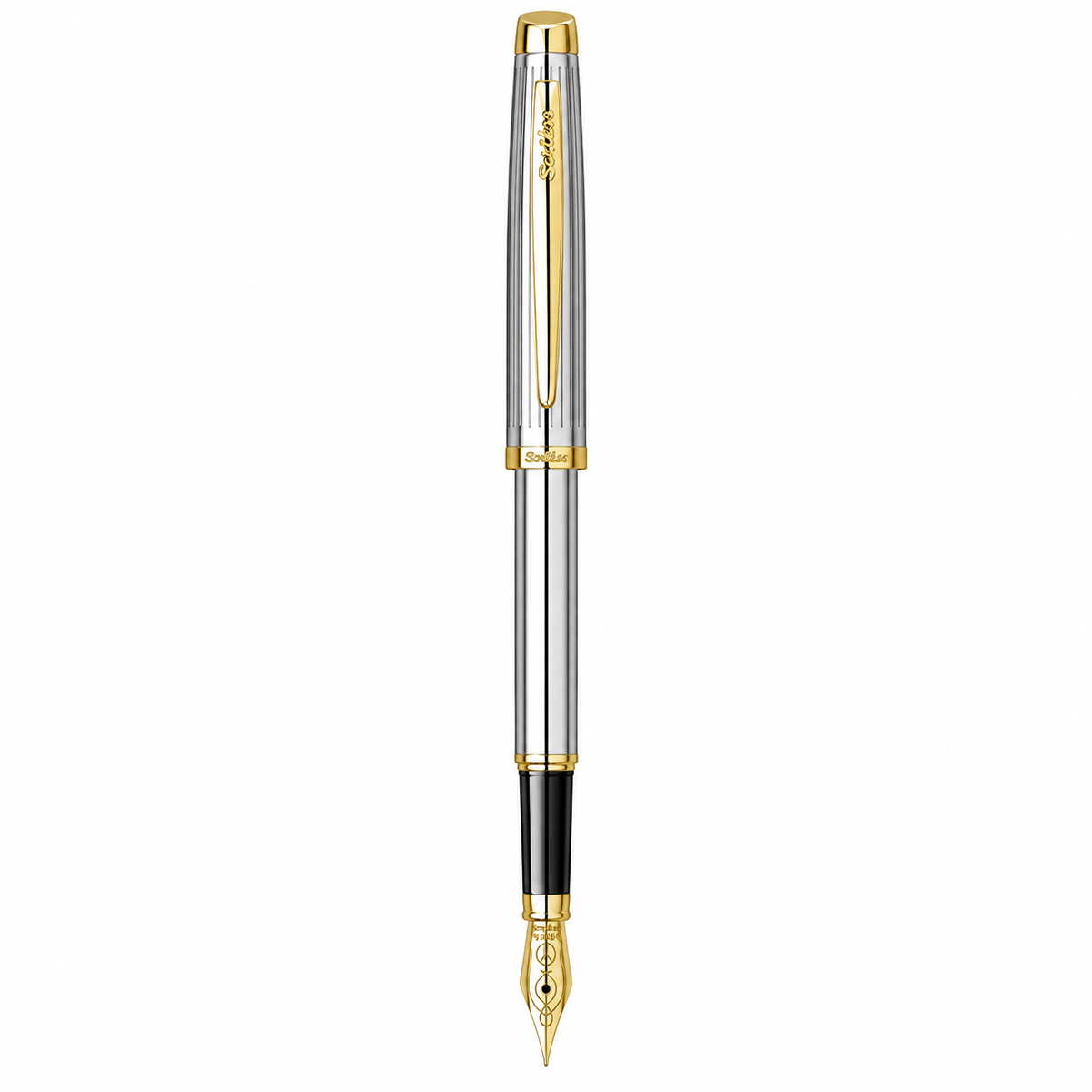 Pluma Fuente Scrikss Oskar 39 Cromo Dorado con Estuche