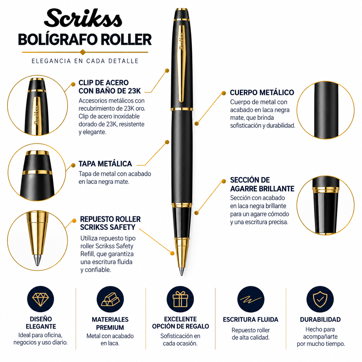 Roller Scrikss Noble 35 Negro Mate con Estuche
