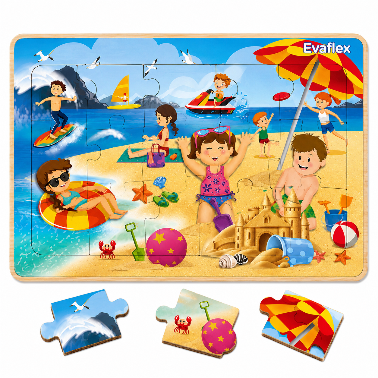 Rompecabezas Madera Evaflex Castillo Arena C/20 Piezas 20x30cm Infantil Didactico Educativo Armable Juego