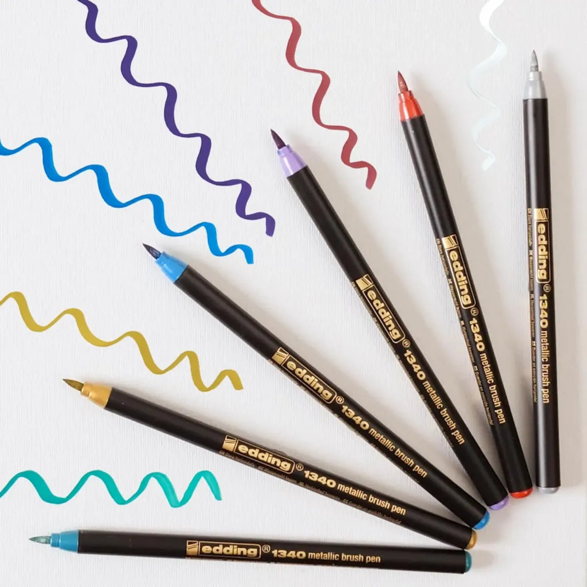 Rotulador Edding 1340-6 Metalicos Brushpen Punta Pincel Flexible C/6 Piezas