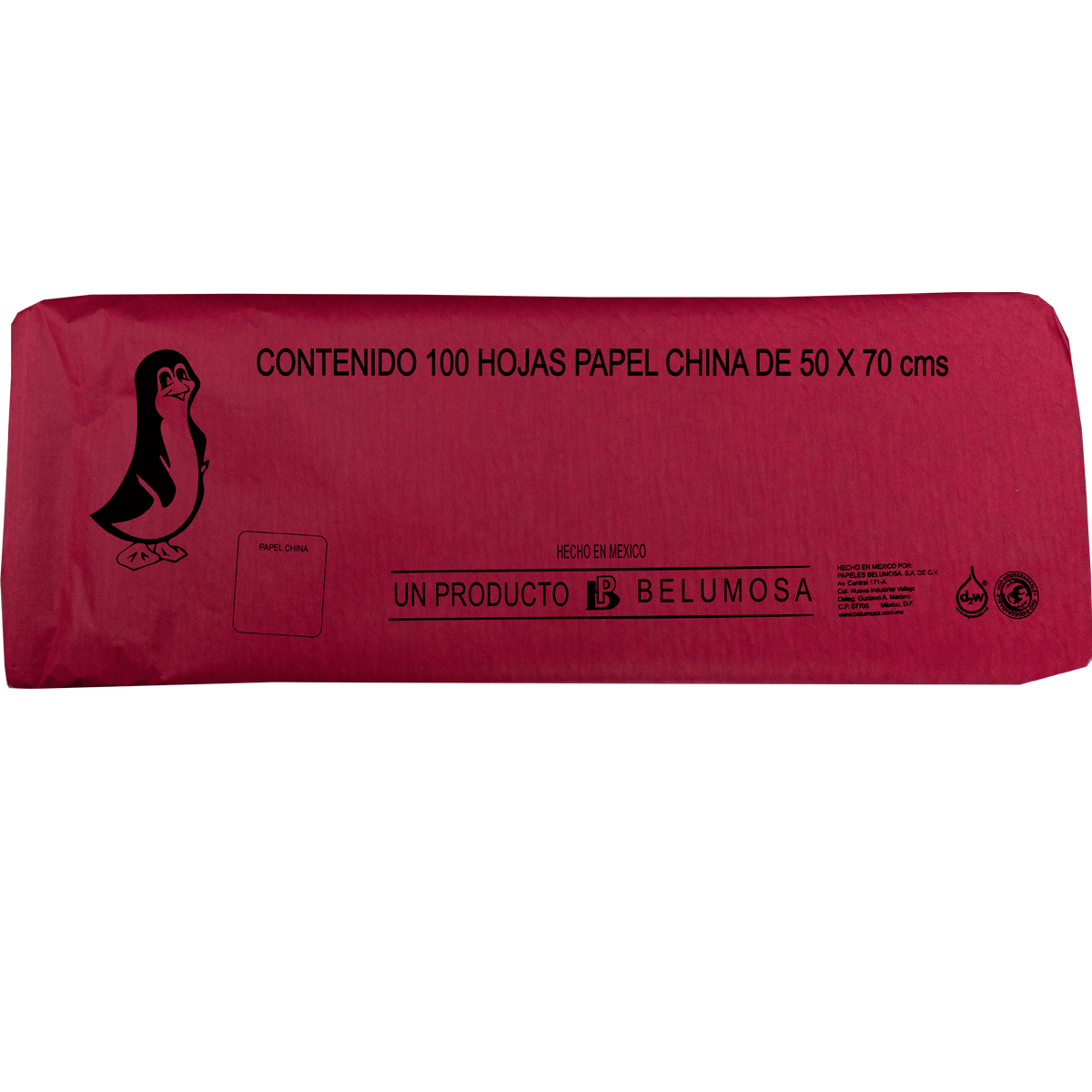 Papel China Pingüino Belumosa Bolsa C/100 Carpeta Escarlata 75*50cm