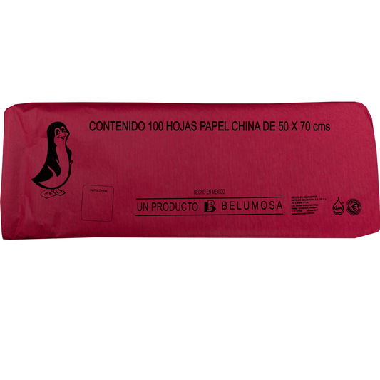 Papel China Pingüino Belumosa Bolsa C/100 Carpeta Escarlata 75*50cm