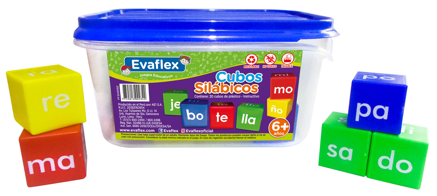 Evaflex Plastic Didactic Game Syllabic Cubes C/20 Pieces