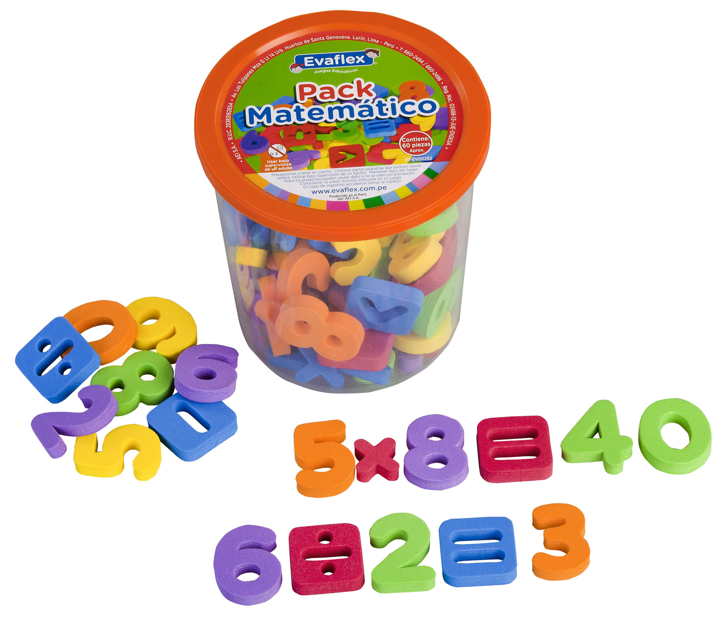 Evaflex Foamy Didactic Game Mathematical Pack C/60 Pieces