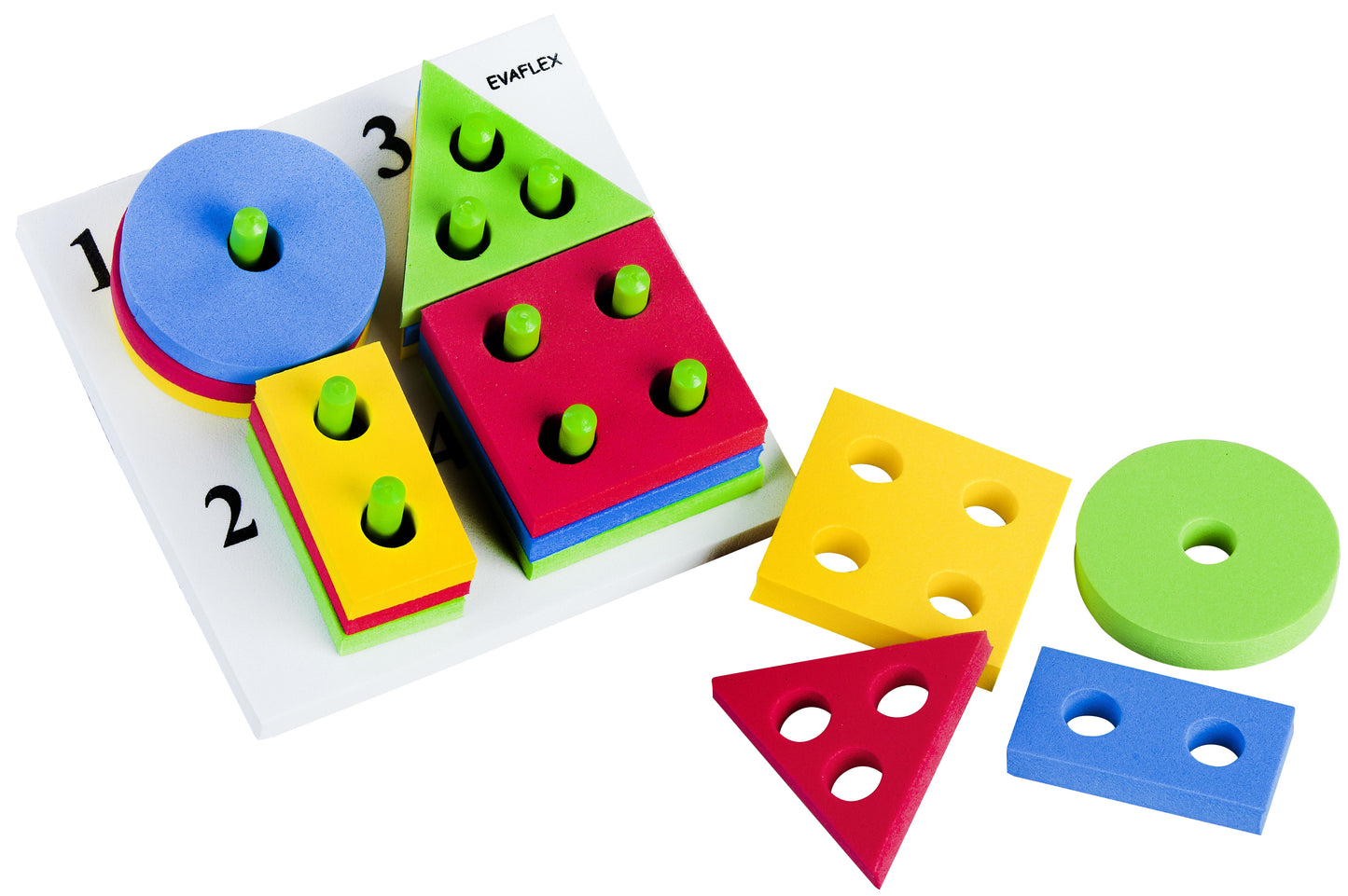 Juego Didactico Evaflex Madera Figuras Geometricas C/4+16pzas
