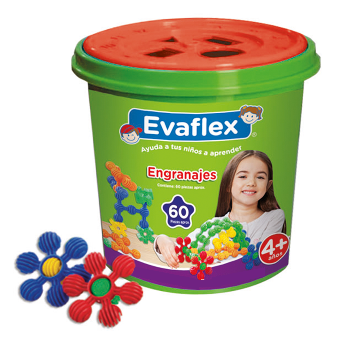 Juego Didactico Evaflex Plastico Engranajes C/60 Piezas