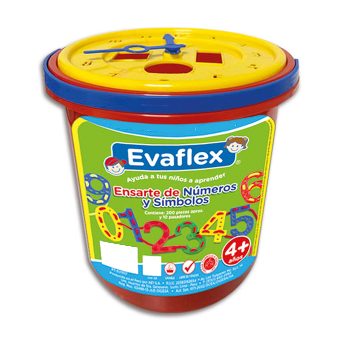 Juego Didactico Evaflex Ensarte De Numeros/simbolos C/60pzas