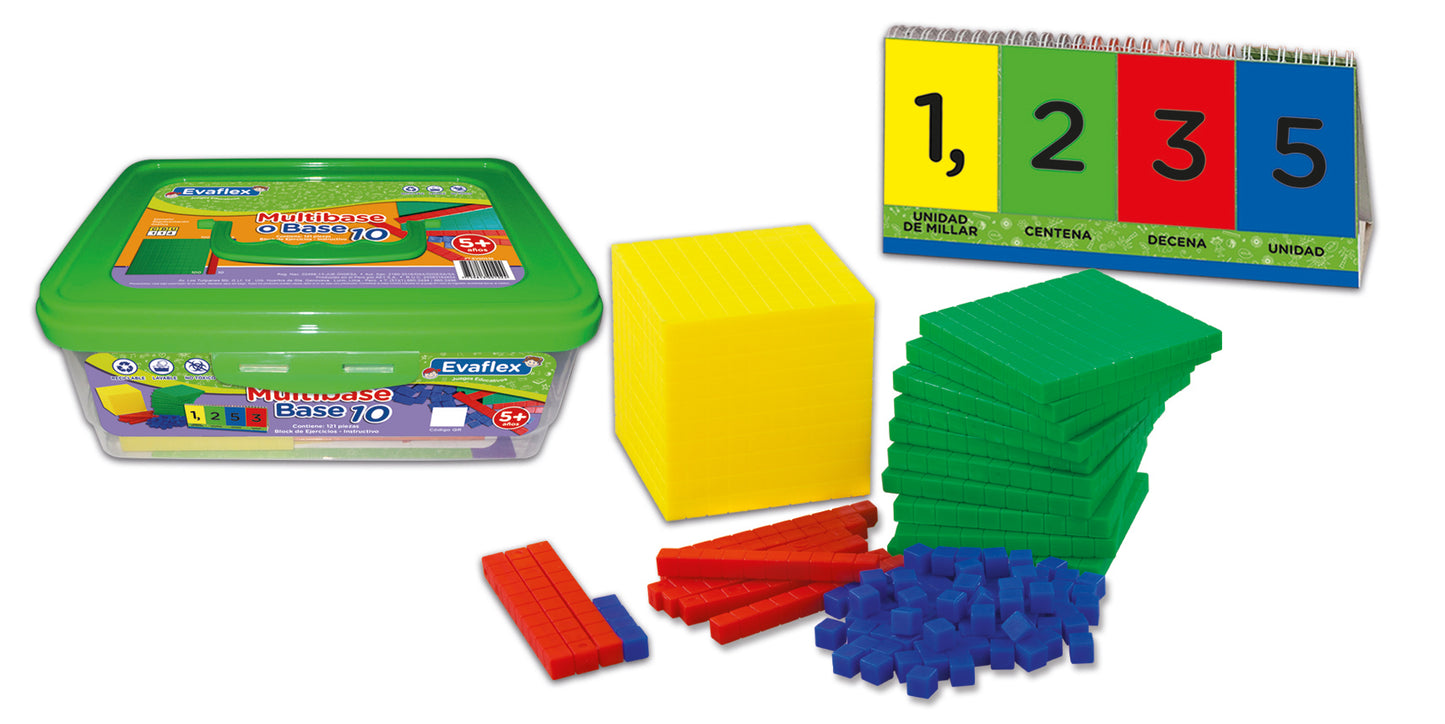 Juego Didactico Evaflex Base 10 Multibase 121 Piezas Matematicas Educativo Escolar Plastico