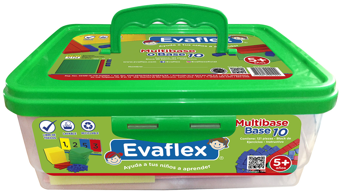 Juego Didactico Evaflex Base 10 Multibase 121 Piezas Matematicas Educativo Escolar Plastico