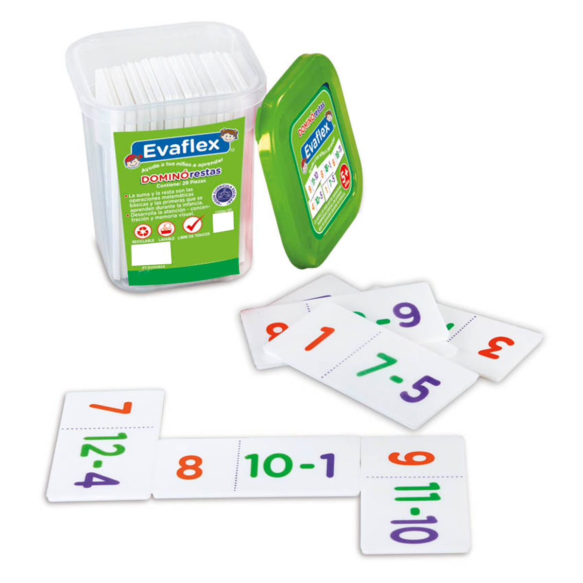 Evaflex Plastic Domino Didactic Game Subtractions W/28 Pieces