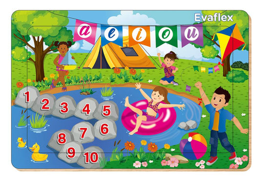 Rompecabezas Madera Evaflex Estanque Numero C/20 Piezas 20x30cm Infantil Didactico Educativo Armable Juego