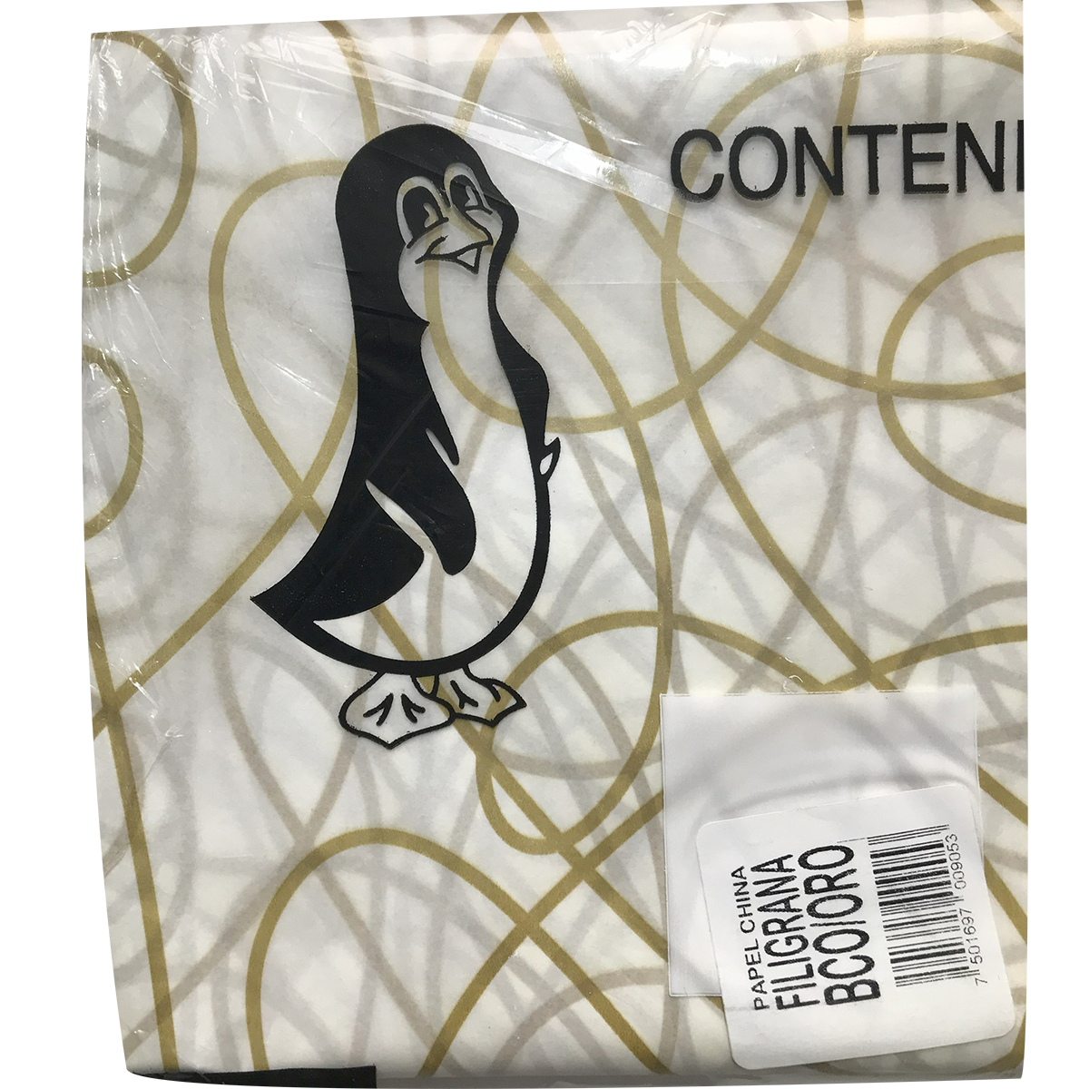 Papel China Pingüino Belumosa Bolsa C/100 Pliegos Filigrana Oro 50*75cm